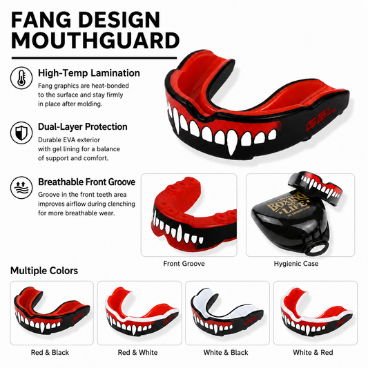 NO BOXING NO LIFE Fang Design Gel Boxing Mouthguard with Case