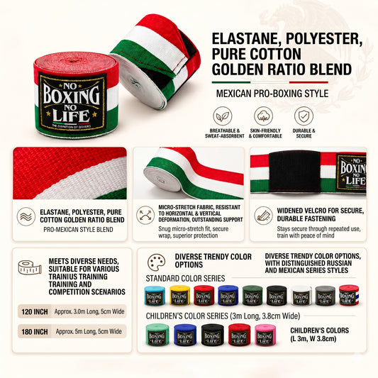 NO BOXING NO LIFE Elastic Mexican Hand Wraps