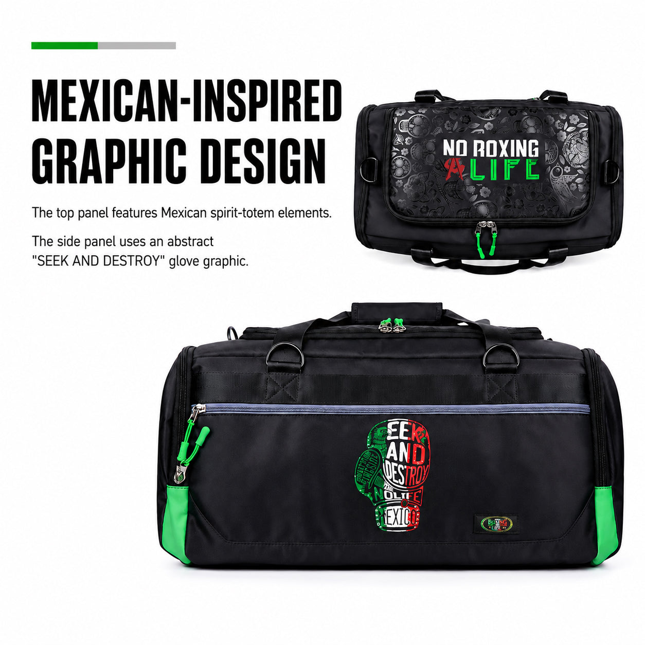 NO BOXING NO LIFE Convertible Boxing Gym Bag