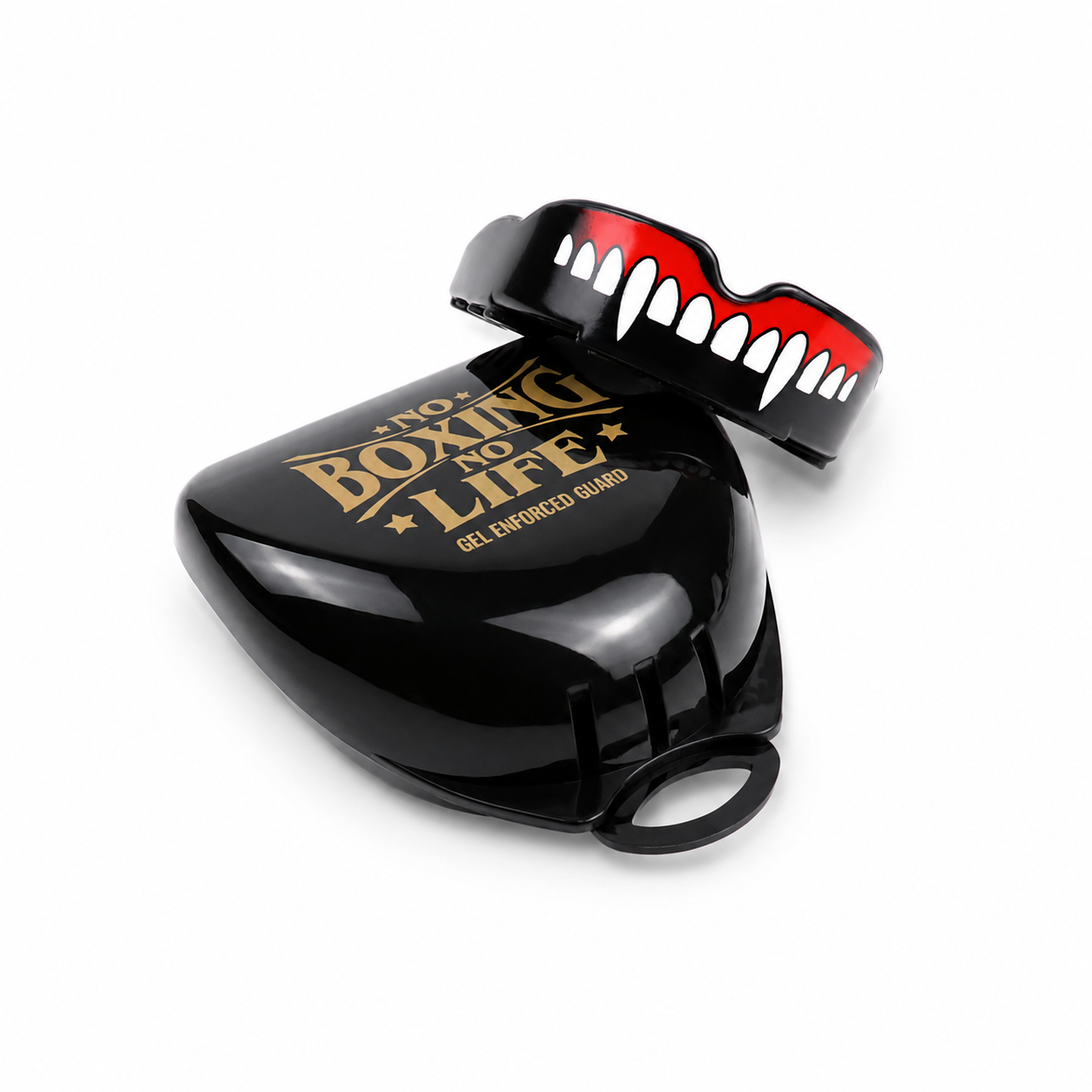 NO BOXING NO LIFE Fang Design Gel Boxing Mouthguard with Case