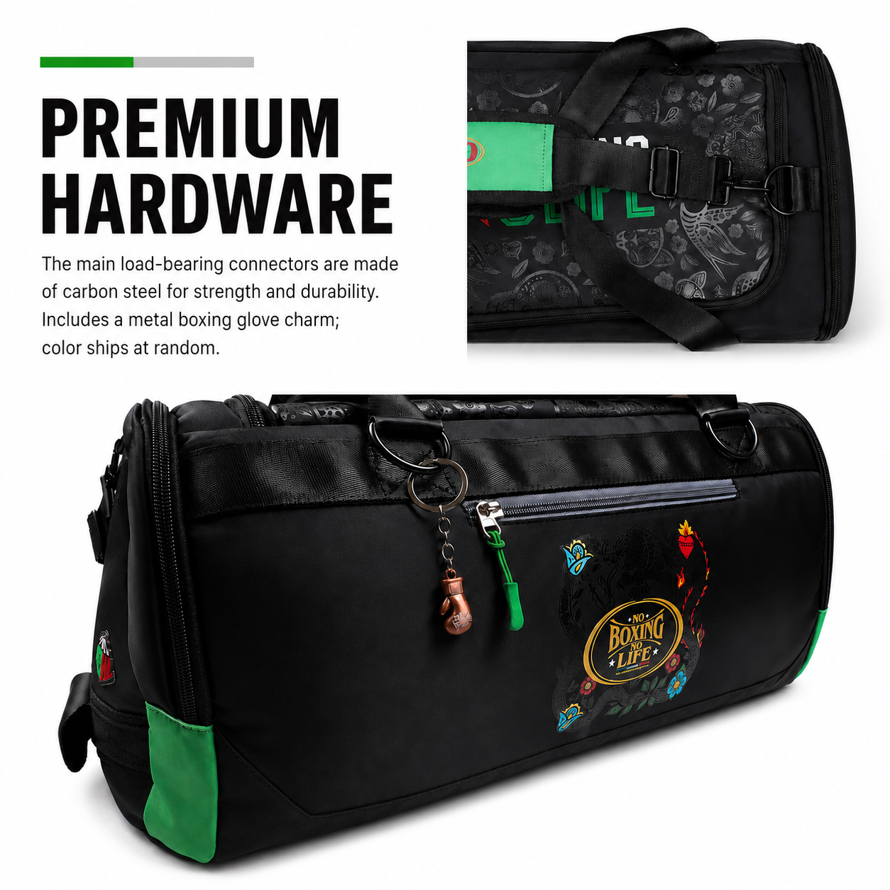 NO BOXING NO LIFE Convertible Boxing Gym Bag