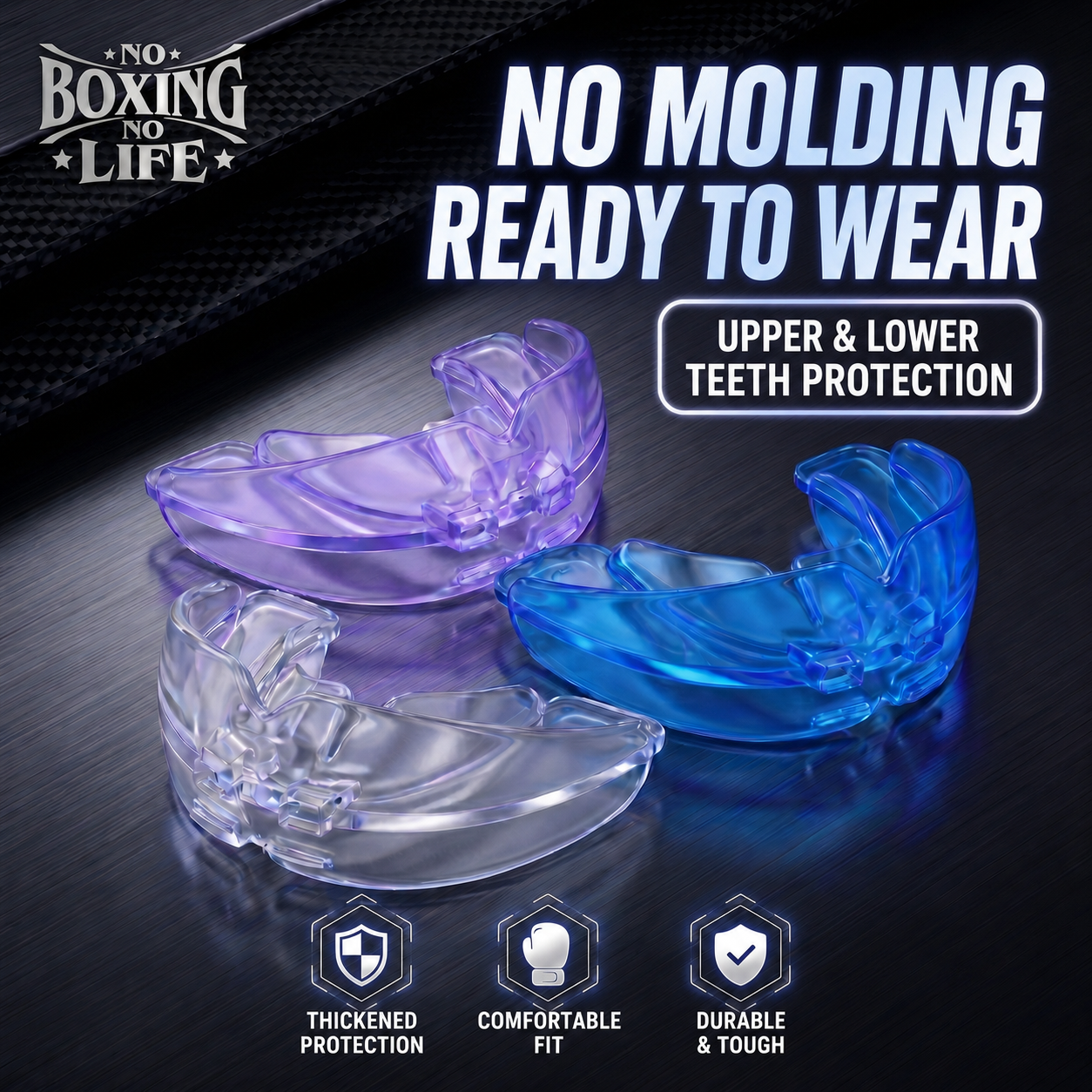 NO BOXING NO LIFE No-Mold Boxing Mouthguard with Ventilated Case