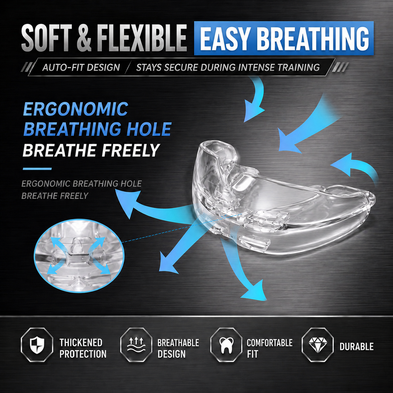 NO BOXING NO LIFE No-Mold Boxing Mouthguard with Ventilated Case