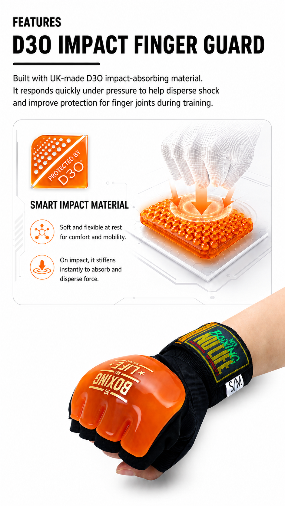 NO BOXING NO LIFE D3O Non-Newtonian Gel Speed Wraps