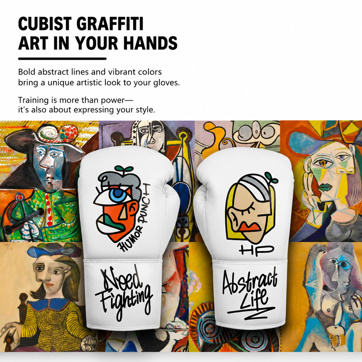 NO BOXING NO LIFE Picasso Cubist Art Boxing Gloves