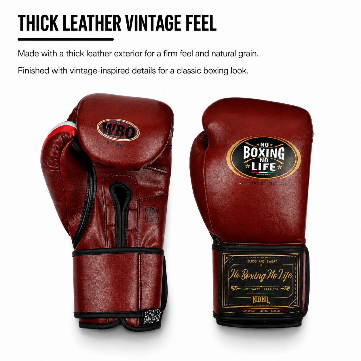 NO BOXING NO LIFE vintage leather Boxing Gloves