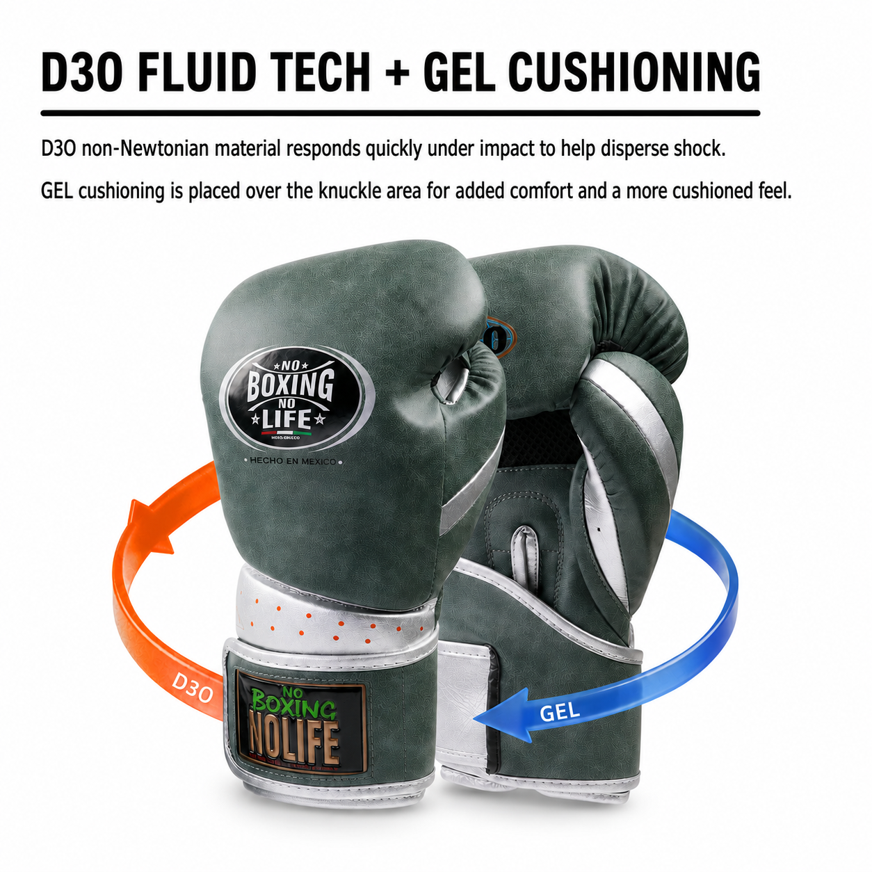 NO BOXING NO LIFE D3O + GEL Training Boxing Gloves