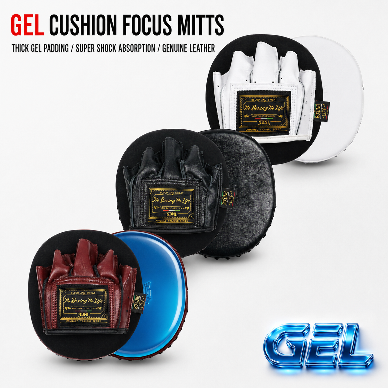NO BOXING NO LIFE GEL Cushion Boxing Focus Mitts