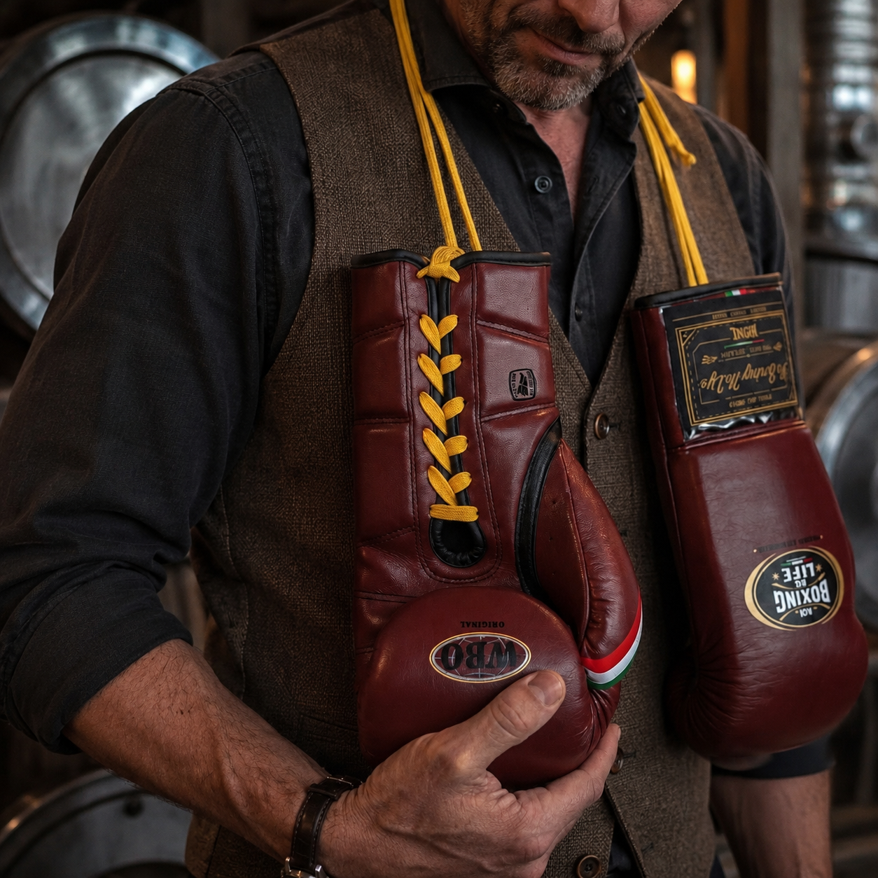 NO BOXING NO LIFE vintage leather Boxing Gloves